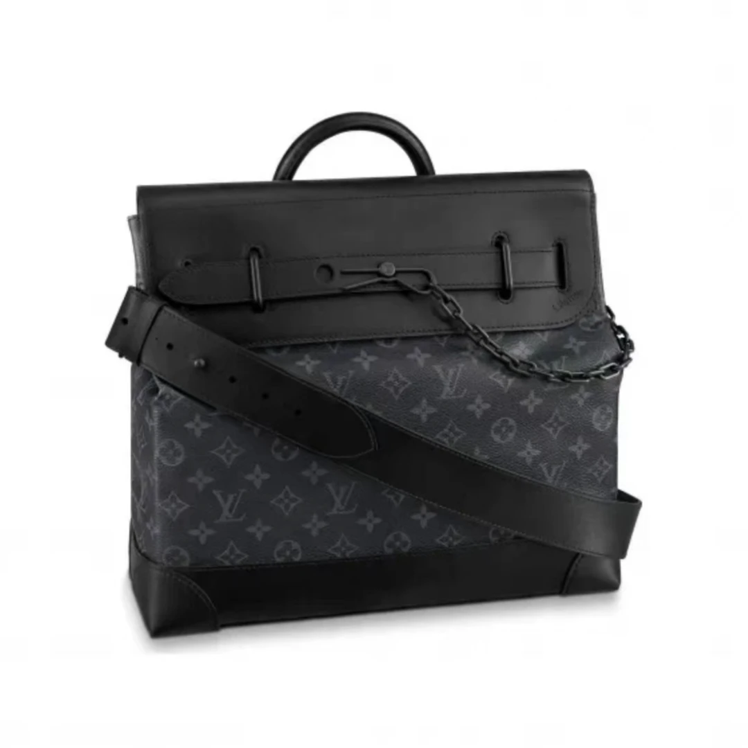99新 LouisVuitton/路易威登 steamer黑老花满印手提斜挎包