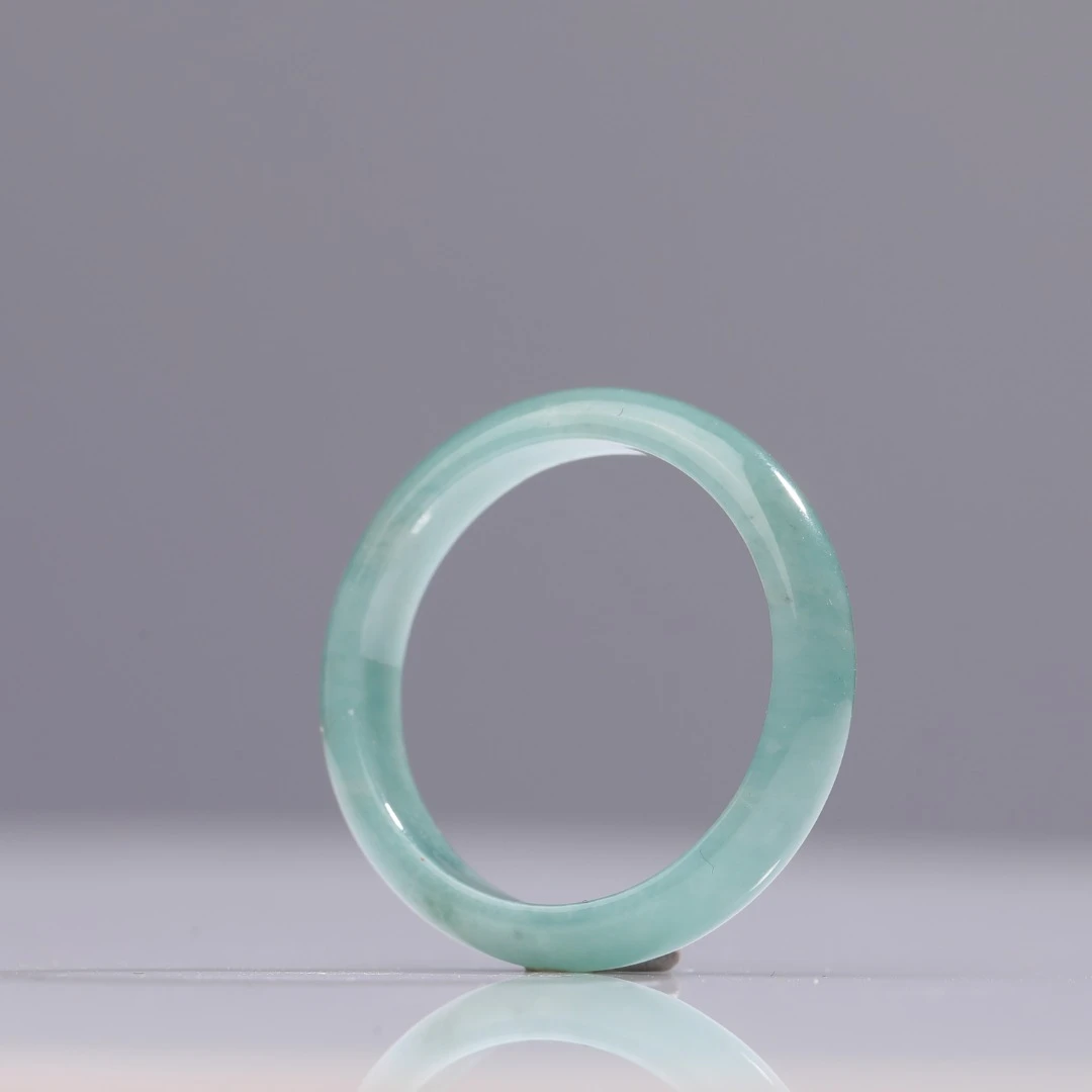 天然A货翡翠戒指高冰飘绿时尚女款古风指环清新通透测量女士满绿