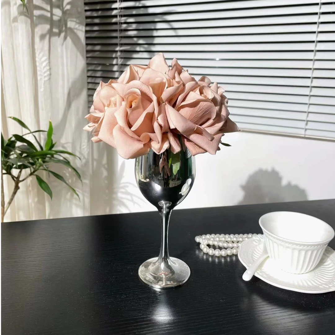 【洛可可】仿真花玫瑰绢花手感保湿高档餐桌花洗手台卧室花香氛