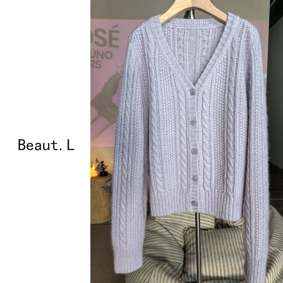 【Beaut.L】高品质羊毛开衫 提花 绞花宽松轻奢时尚百搭气质纯色