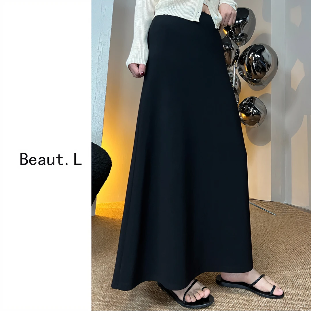 【Beaut.L】 A摆气质显瘦半身裙 橡筋腰 时尚 百搭 中长款