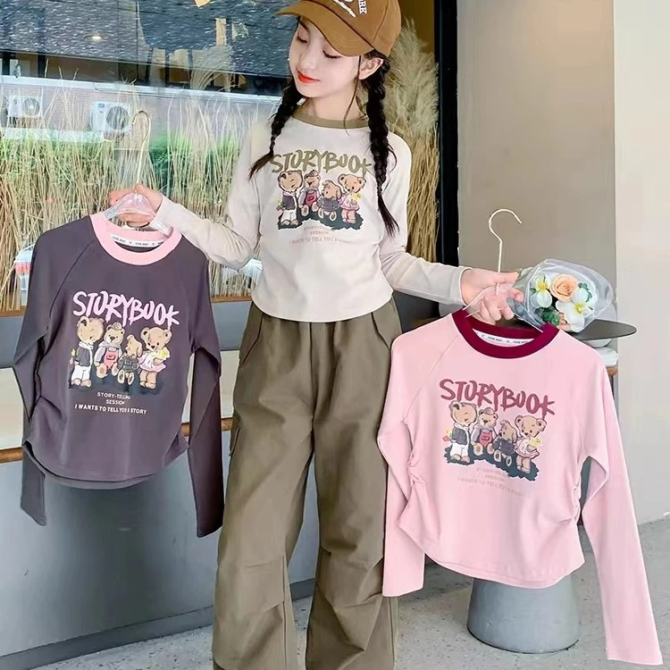 女童长袖T恤春秋款2024新款网红女大童秋装童装儿童打底衫秋季潮