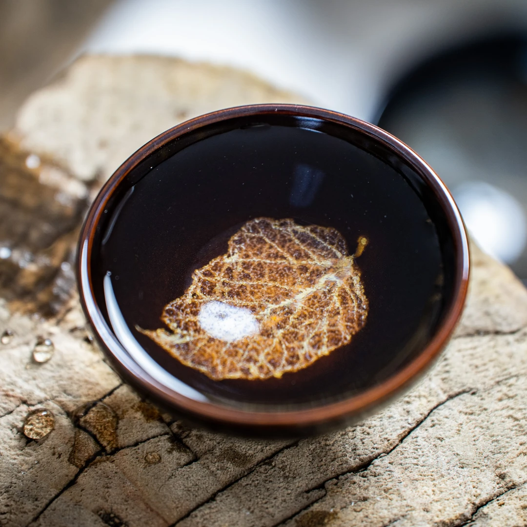上下老街纯手工真实树叶烧制木叶天目盏高端茶具陶瓷主人杯盏杯