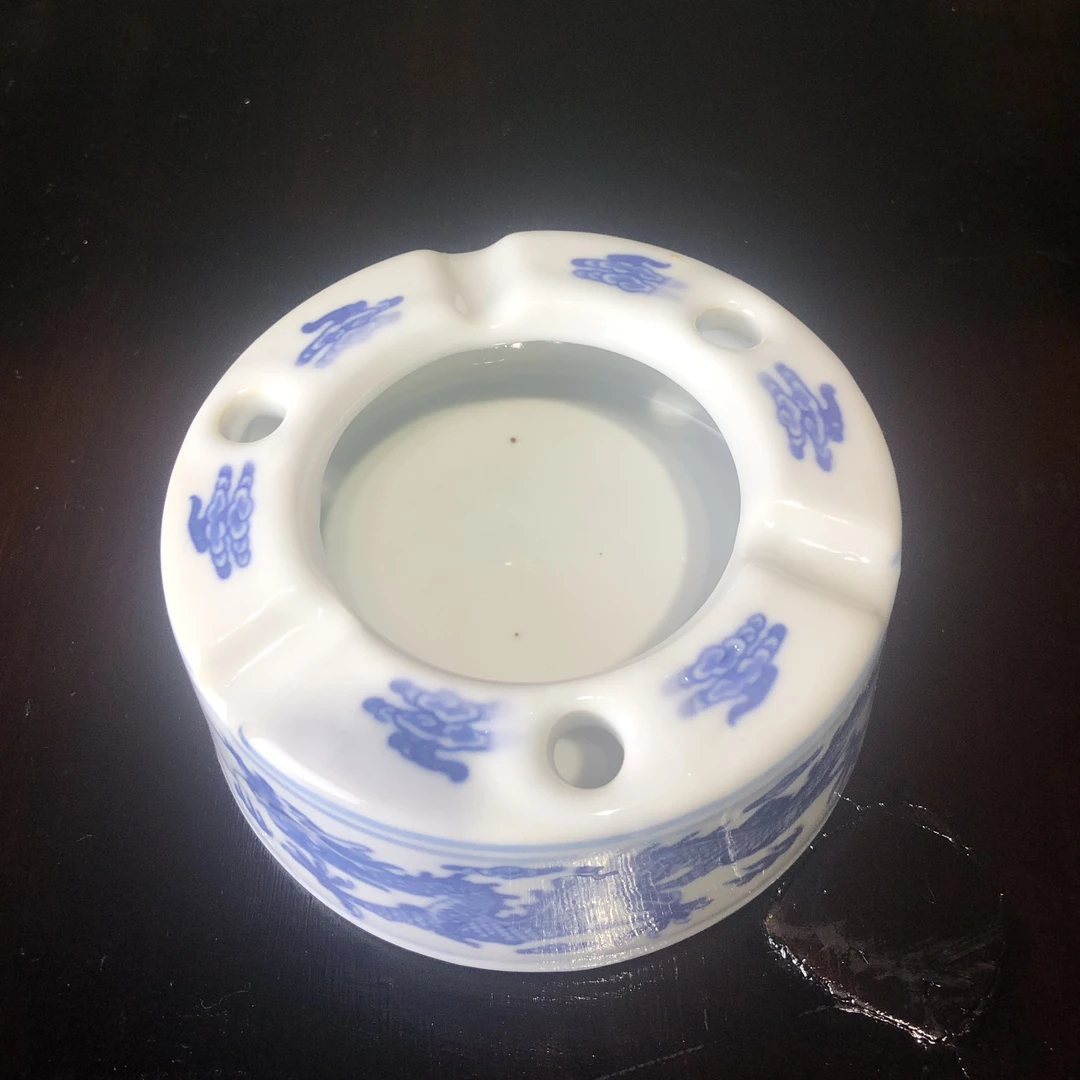 景德镇青花文具厂原包装陶瓷烟灰缸
