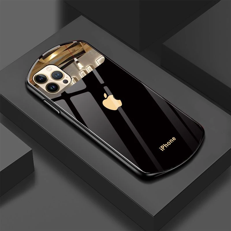 苹果14手机壳金标logo镜面11/12promax椭圆形xs/xr/8p/7p/6sp防摔