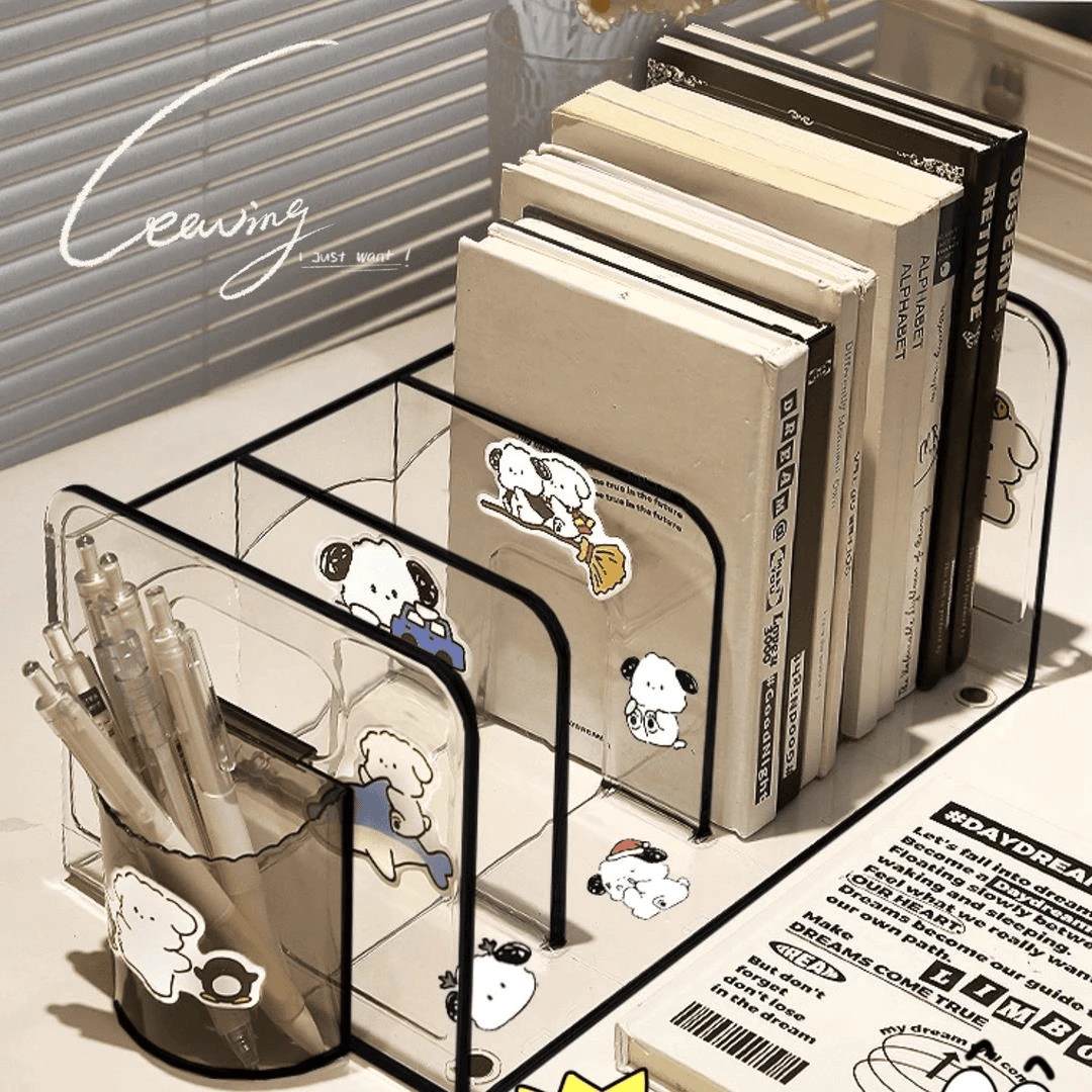 {新疆包邮}立架透明隔挡板书架书本整理神器收纳置物架夹书固定器