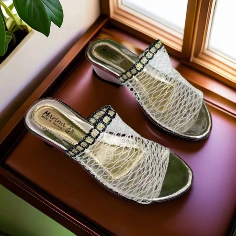 泰国进口时尚透气轻便金网拖鞋夏季外穿百搭一字拖凉拖鞋防滑软底