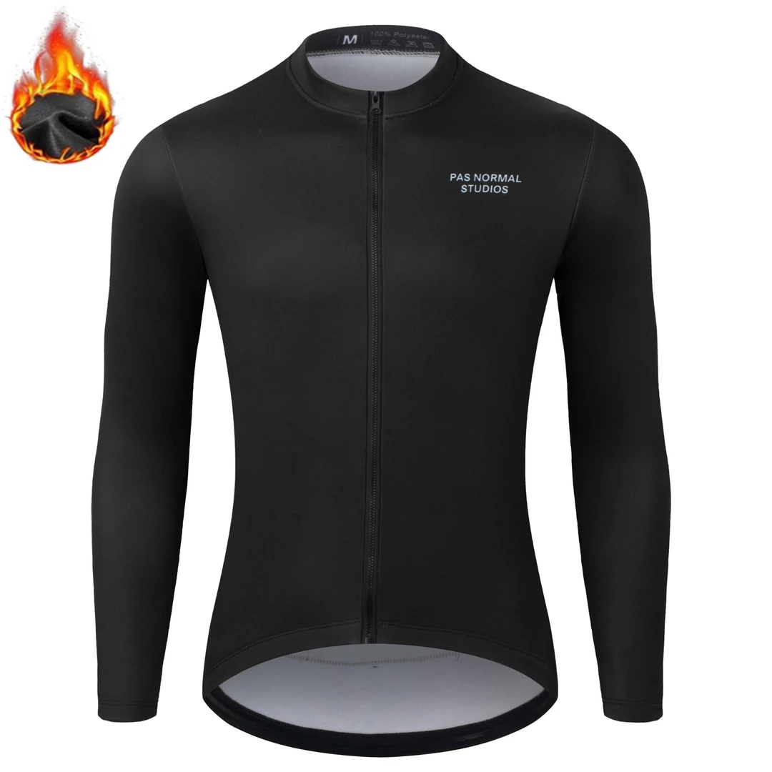秋冬季骑行服抓绒长袖上衣男女款黑色户外运动自行车公路车骑行