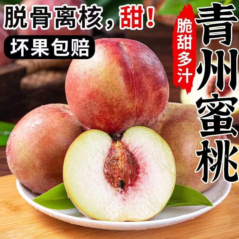 青州蜜桃脆甜桃子冬雪蜜桃水果青毛桃水蜜桃3-5斤毛桃秋桃冬桃