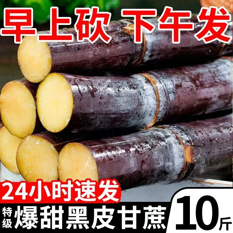新鲜黑皮甘蔗新鲜3-9斤水果应当季特产脆甜果蔗清甜杆整箱包邮