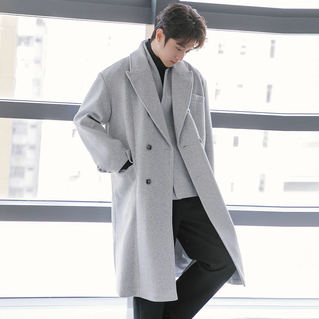 CHICERRO西西里男装男士韩系高级感中长款加厚过膝毛呢大衣外套