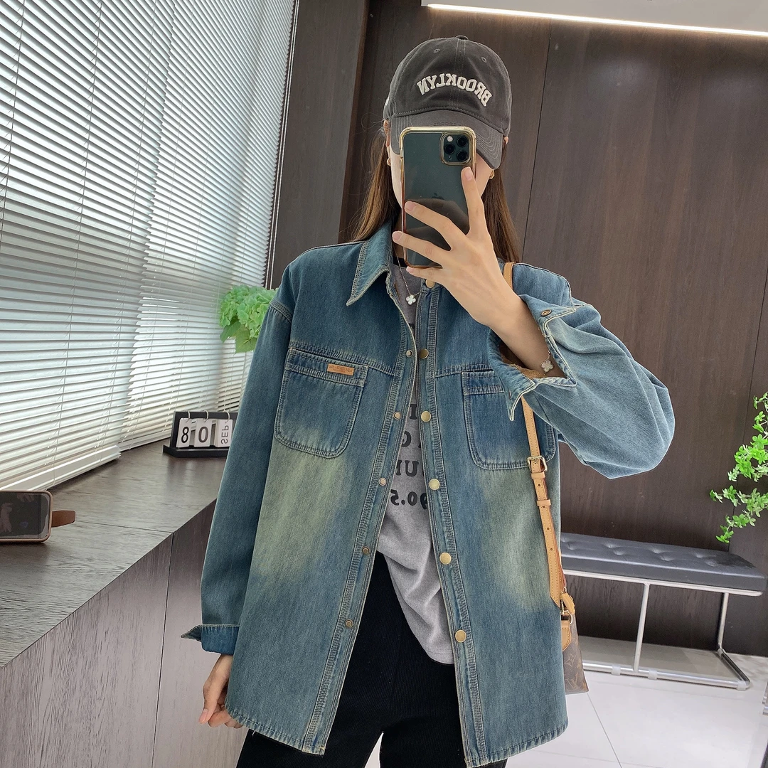 金小金自制 加绒牛仔外套DYW6077加厚打底衬衫女秋冬长袖叠穿上衣