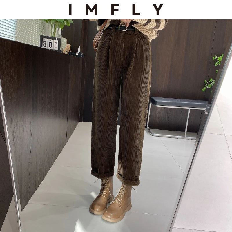 【IMFLY】金小金自制【枫叶拿铁】休闲裤DYK1792灯芯绒阔腿裤女秋冬