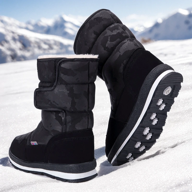 儿童雪地靴男童东北冬季加绒内里加厚高帮棉鞋防水防滑保暖中筒靴