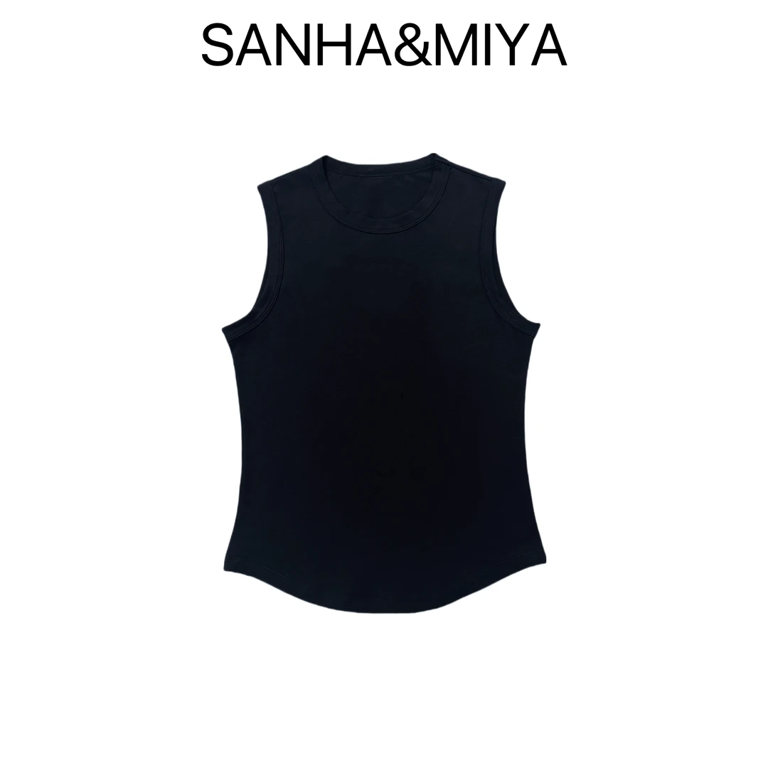 三哈宫-《GERM雅原单》焊在身上的黑色高弹修身背心轻奢女士春夏