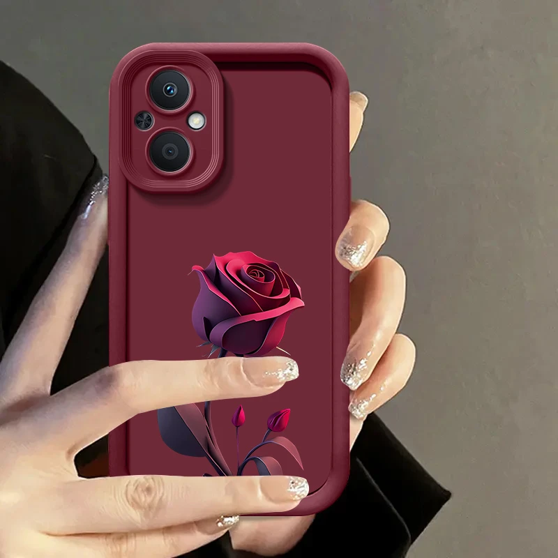 适用于OPPOA96手机壳暗红玫瑰硅胶防摔彩绘天眼阶梯全包软壳