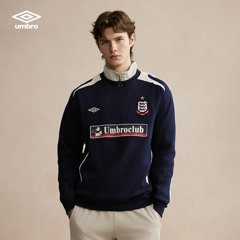 umbro茵宝六六大顺套头卫衣男女复古撞色新款U2124150424