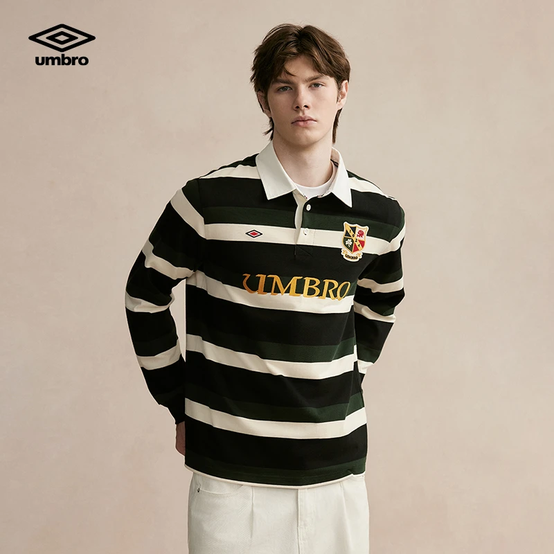 umbro茵宝运动长袖复古条纹套头秋季新款polo衫卫衣U2124440304