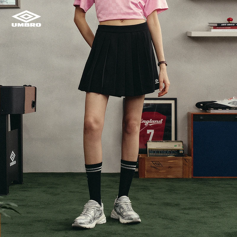 Umbro茵宝短裙裤女春夏新款小个子高腰A字半身百褶裙U2224252403