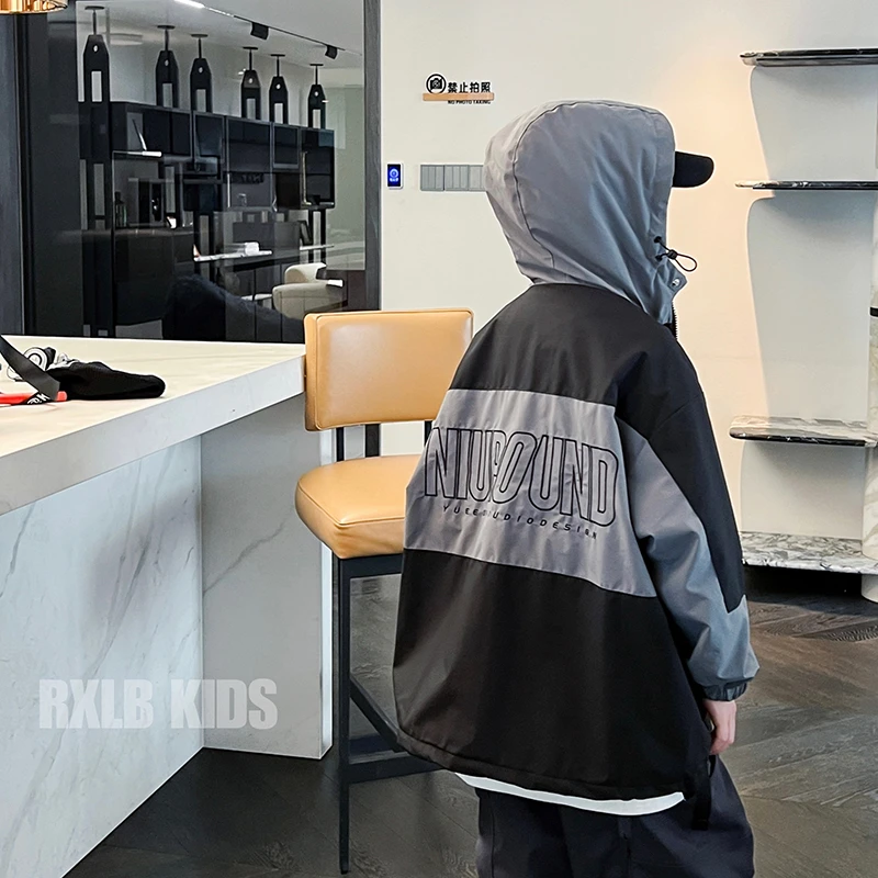 Y7095男童外套冬装儿童夹克 男孩露营户外加绒冲锋衣防水防风