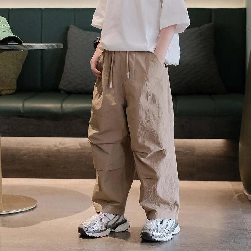 K4593中大童港风老爹长裤洋气宽松儿童工装裤薄