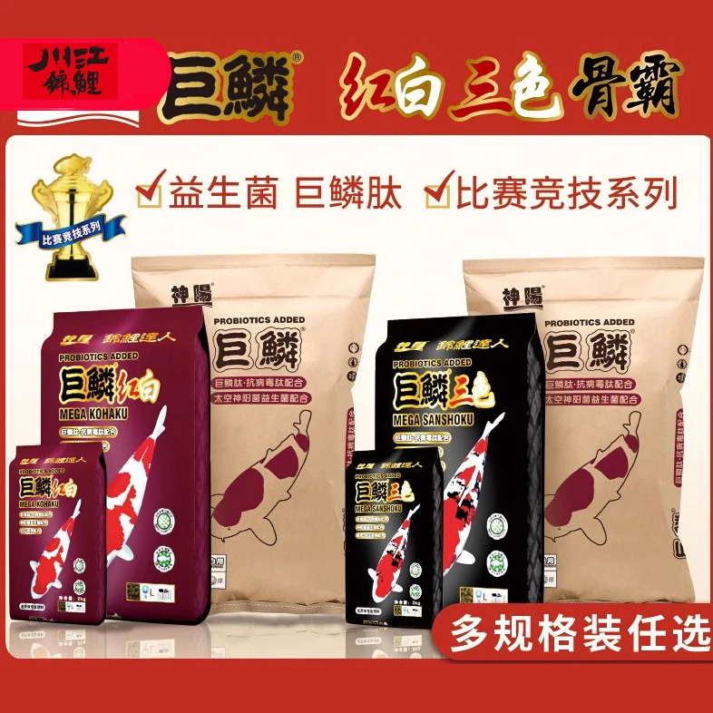 神阳巨鳞锦鲤饲料骨霸红白比赛级锦鲤鱼粮饲料增体增色鱼食大包装