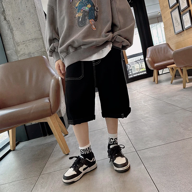 儿童牛仔短裤夏装薄款男孩休闲工装裤子2023新款中大童洋气中裤潮