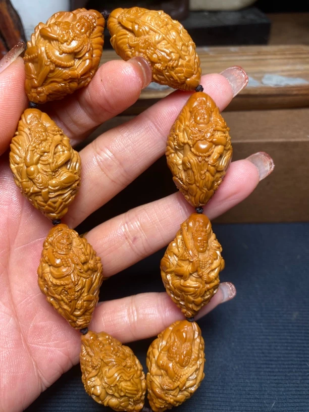 瑞兽万佛2.1水晶核橄榄核雕刻手串文玩收藏男士手串