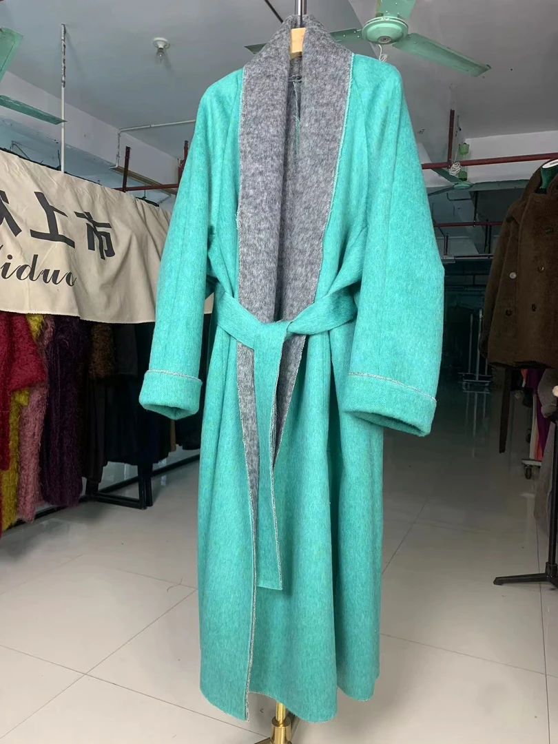 彩色两面穿腰带127长双面大衣24990