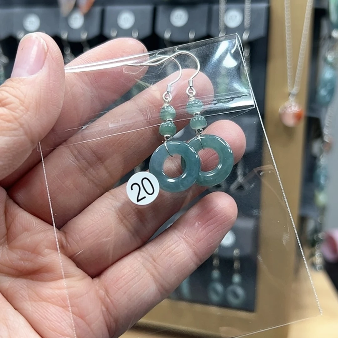 【闪购商品】翡翠耳饰银S925镶嵌谭*