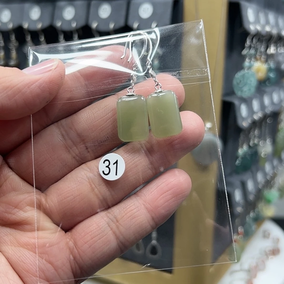 【闪购商品】和田玉耳饰银S925镶嵌风*意