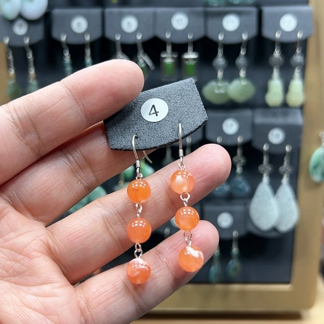 【闪购商品】南红玛瑙耳饰银S925镶嵌