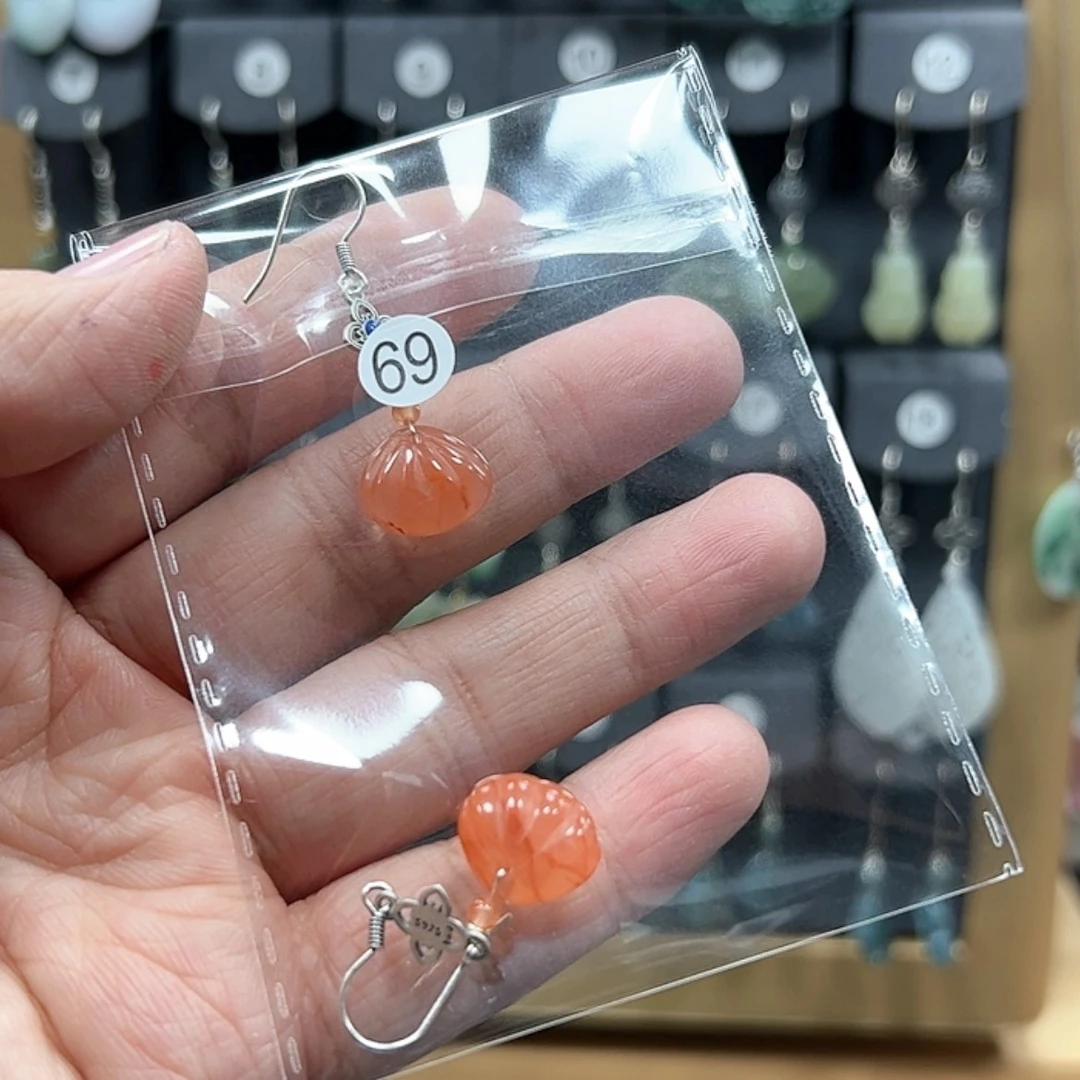 【闪购商品】南红玛瑙耳饰银S925镶嵌莲*