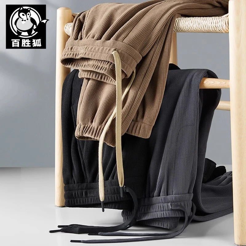 百胜狐大码男装灯芯绒休闲裤2025秋胖子潮流松紧腰宽松卫裤束脚裤