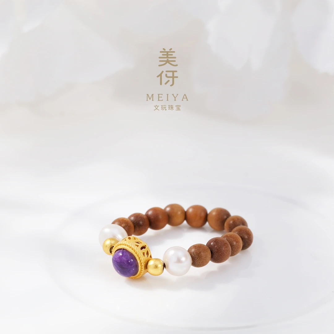 美伢【月桂女神】4mm老山檀香戒指LST009