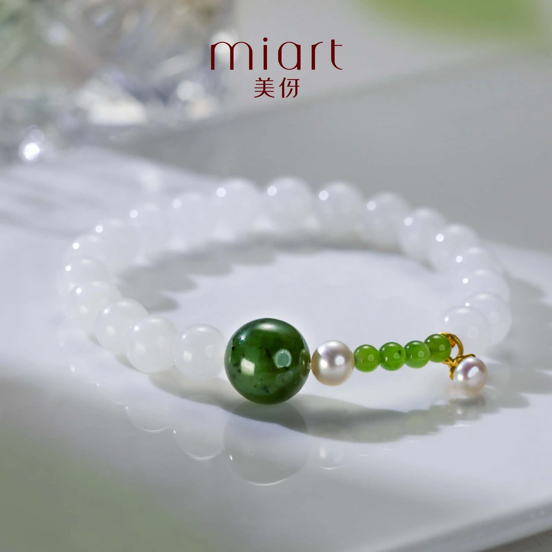 美伢0.8和田白玉单圈手串【玉瞻】QT62407030