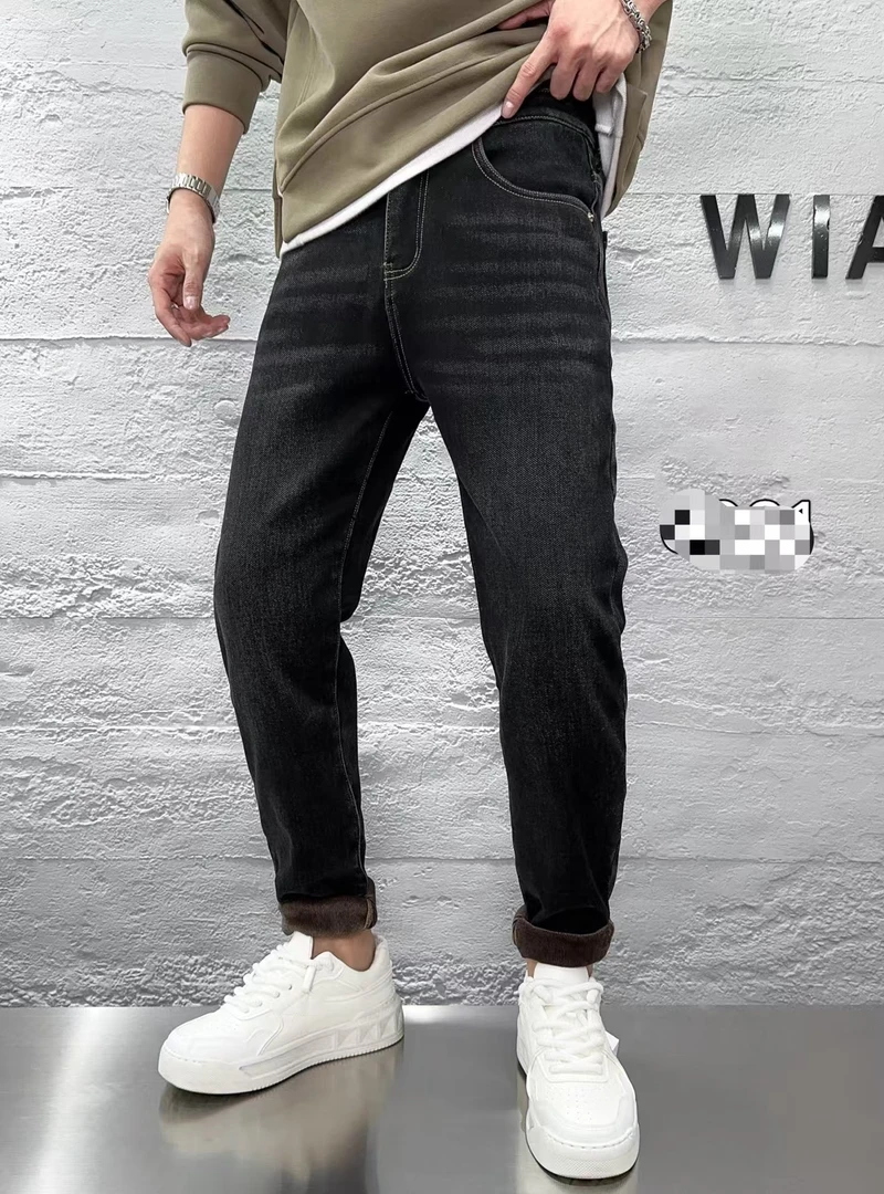 【云平】6062-1加绒皮带系扣牛仔裤