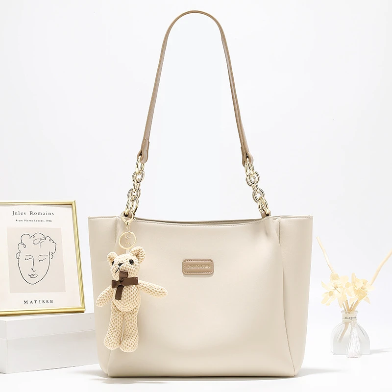 托特包包2024新款单肩包韩版女士包袋通勤托特包时尚小熊单肩包
