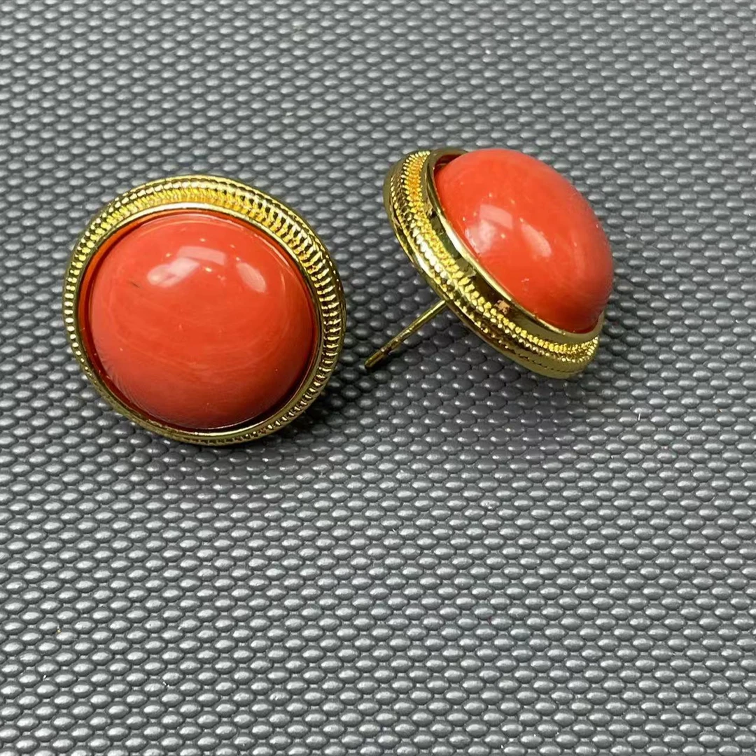 非金属珐琅耳饰 凝然  19号   橙色耳钉