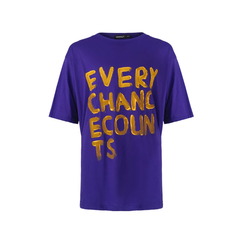 KOMMBA紫色圆领BF手写T恤