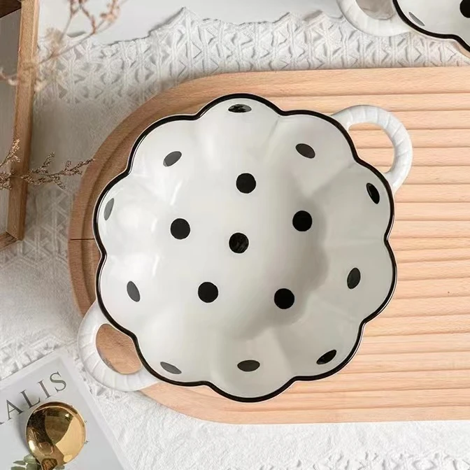 新疆包邮Q釉下彩陶瓷餐具螺蛳粉赫本风波点10英寸双耳汤桶1个汤碗