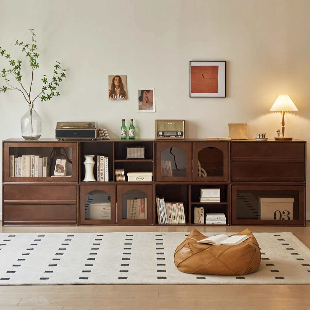 实木模块组合柜落地客厅家用简约简易北欧日式防尘