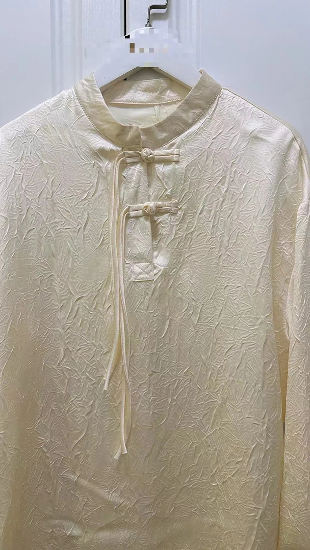 高级感百褶小立领新中式衬衫