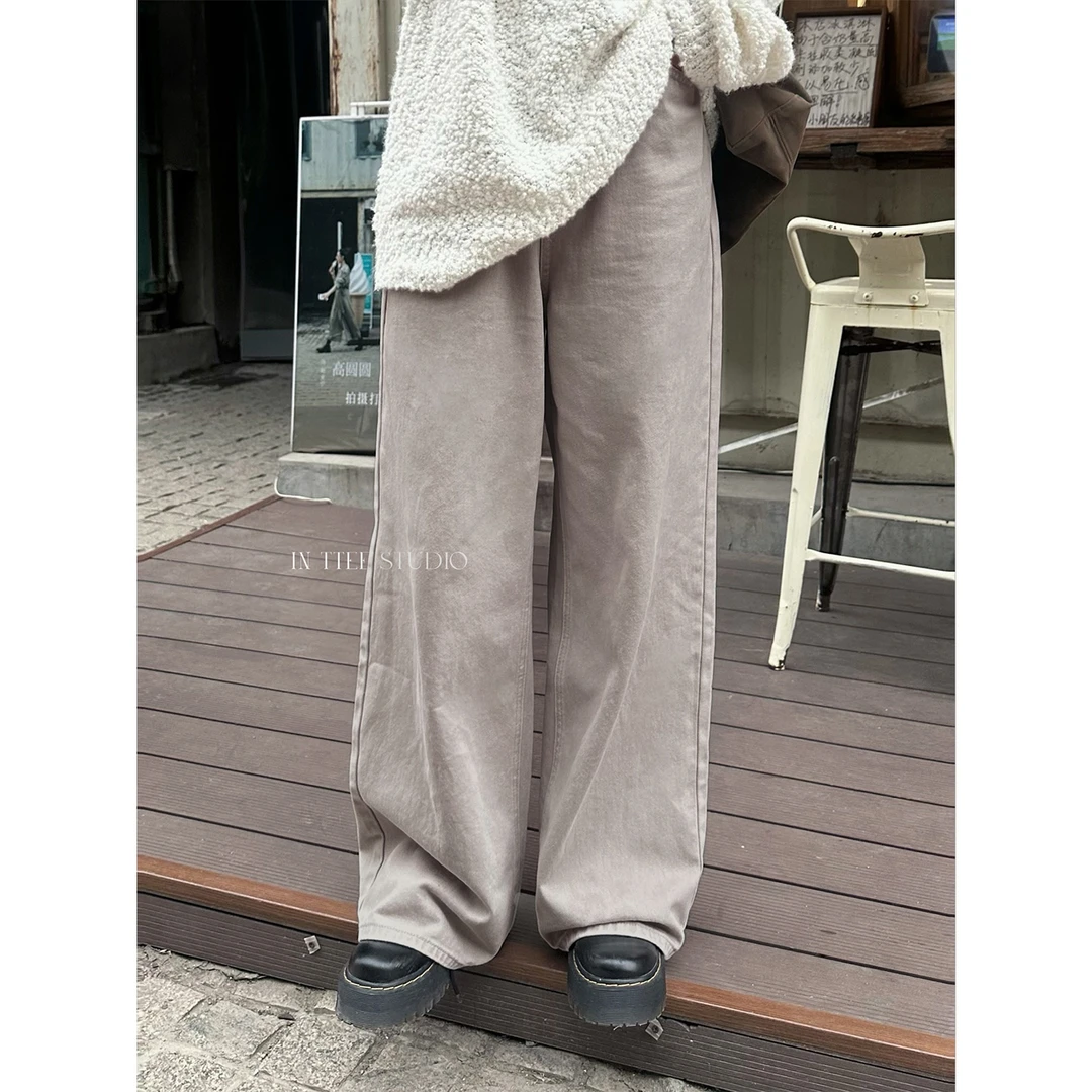 InTree张桶桶【简约调性】经典高腰百搭阔腿裤直筒牛仔裤 ZXA01595