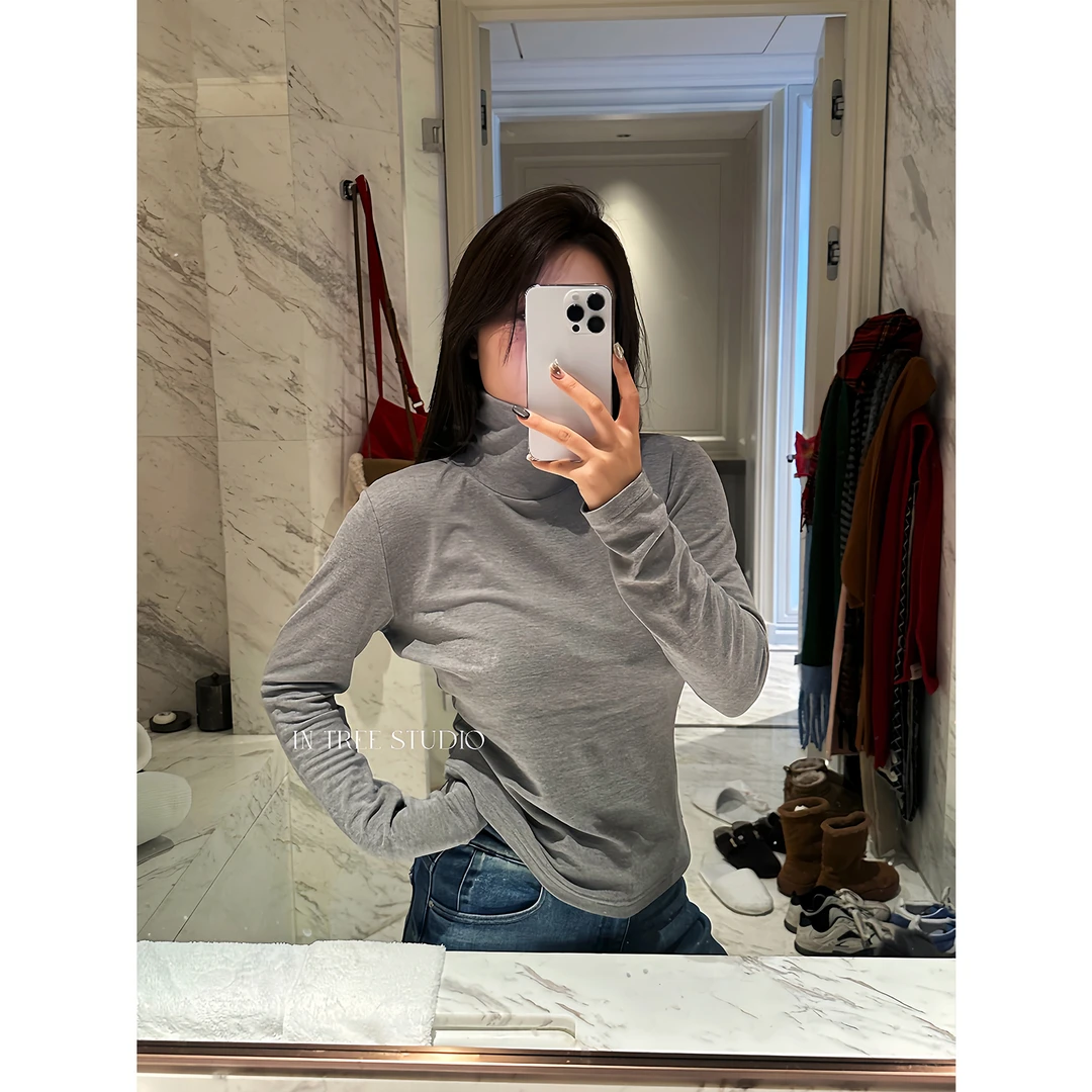 In Tree张桶桶【暖宝宝】新西兰绒高领打底衫气质优雅百搭ZXD01677