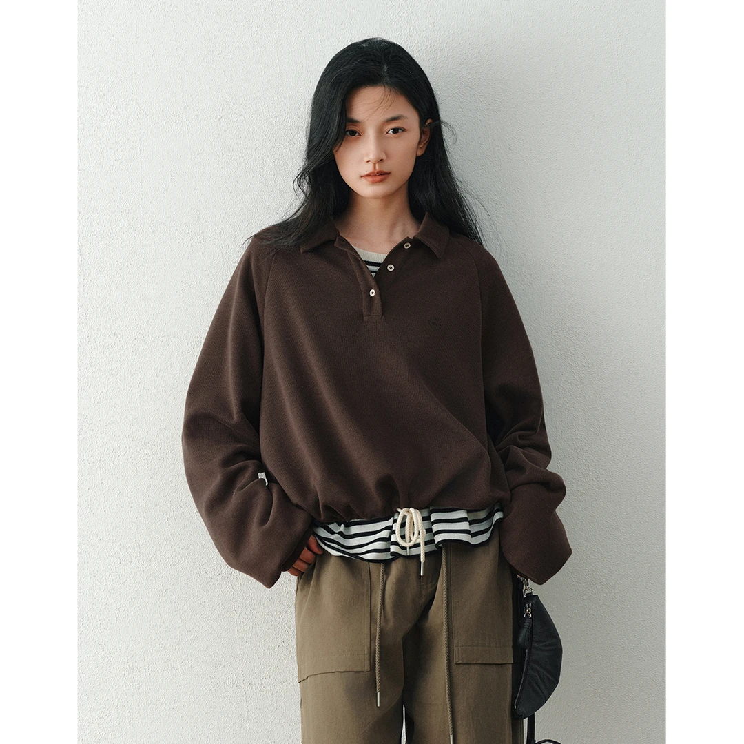 章鱼家【半开领针织】套头卫衣女宽松插肩袖上衣春季新款octopusme