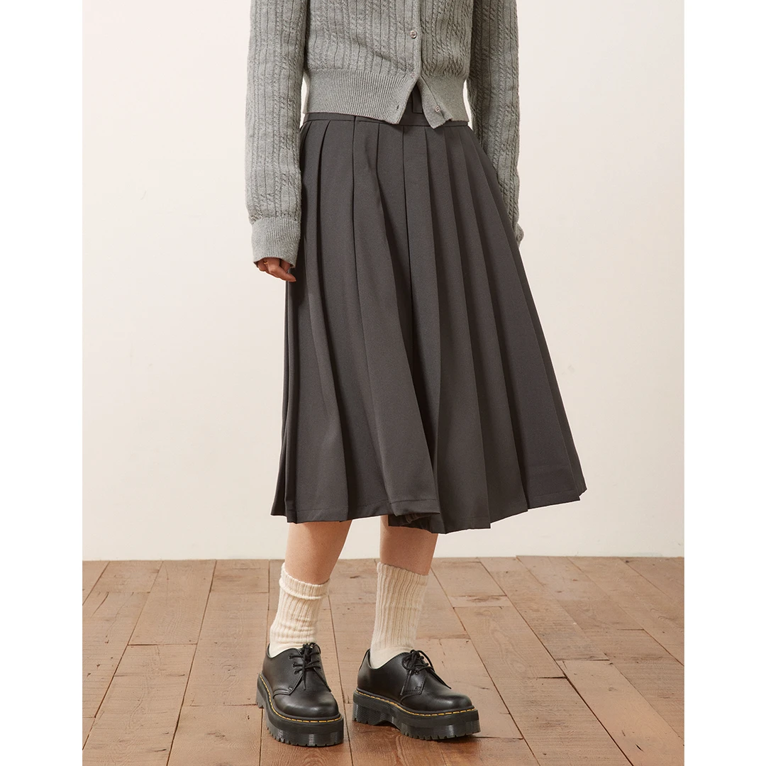 章鱼家【甜辣百搭】学院梨形小个子中长款春秋百褶A字裙Octopus