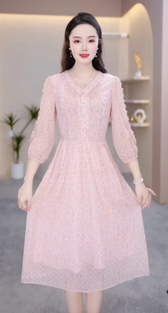 【玥欣服饰】KK389#2025 新款 春季  减龄 碎花 气质 显瘦 连衣裙