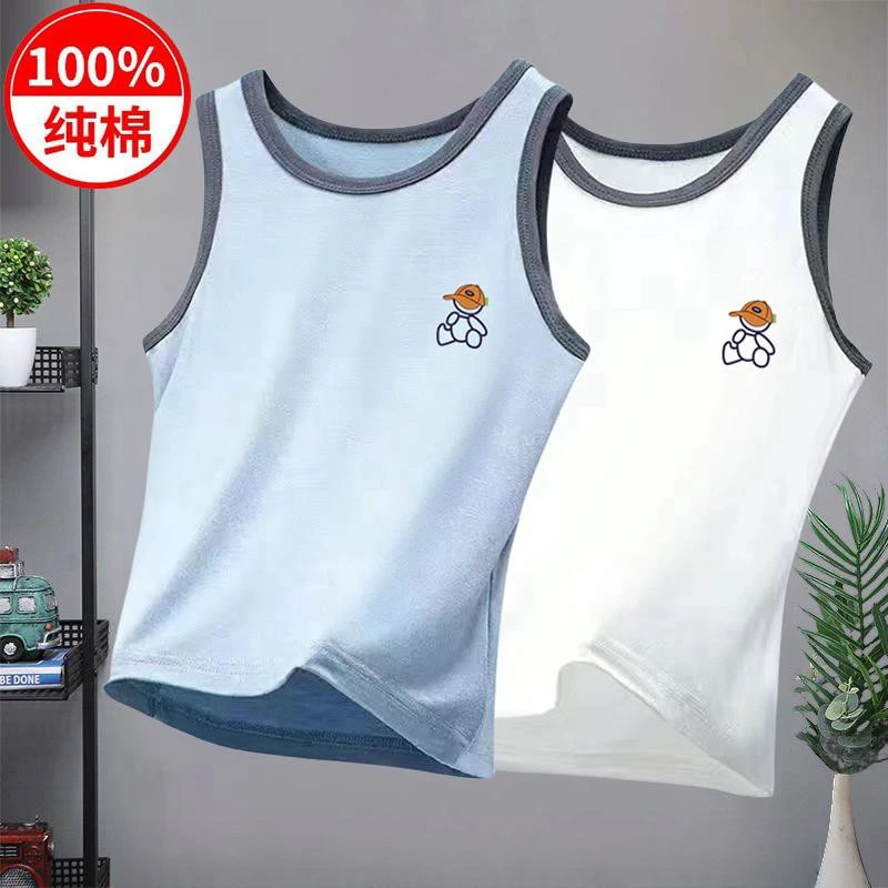 纯棉儿童背心男童无袖t恤夏季外穿春秋中薄款8至14岁宝宝内穿潮服