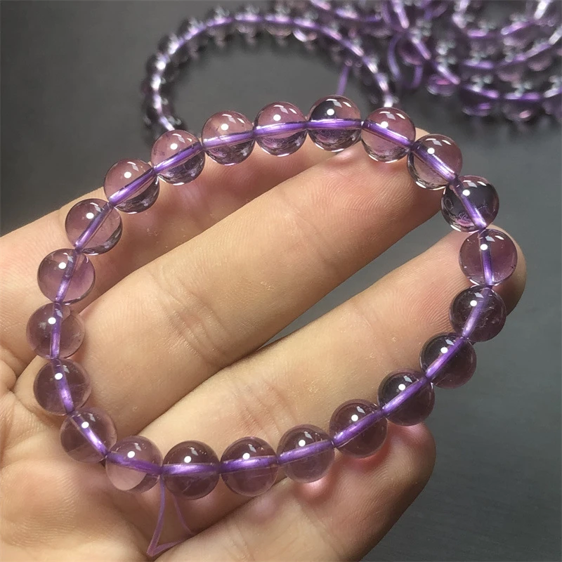 天然紫水晶手链紫塔山浅紫色水晶饰品手串diy成品